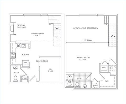 Floor plan for 1 bed, 1 bath, 1004 sqft